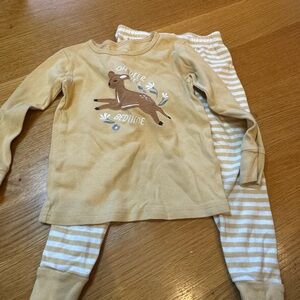 Carter's Tan and White Oh Deer Pajama Set Size 2